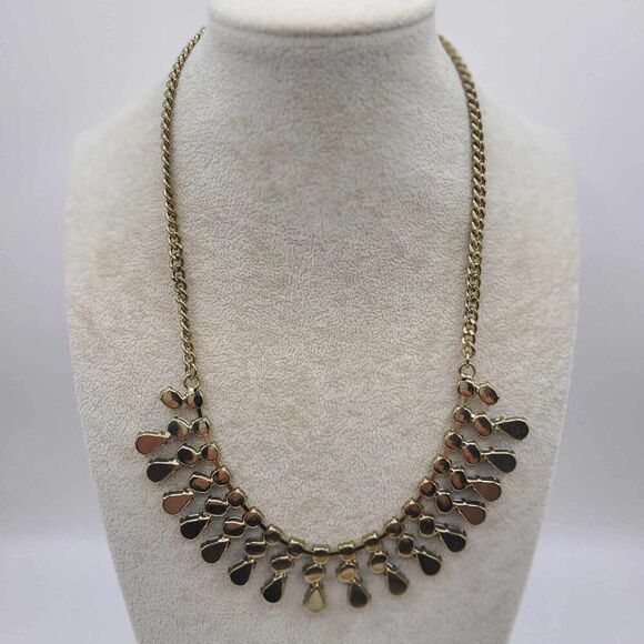 J Crew Factory Blue Clear Crystal Statement Necklace NWT!  NEW! Silver Tone - Picture 7 of 10